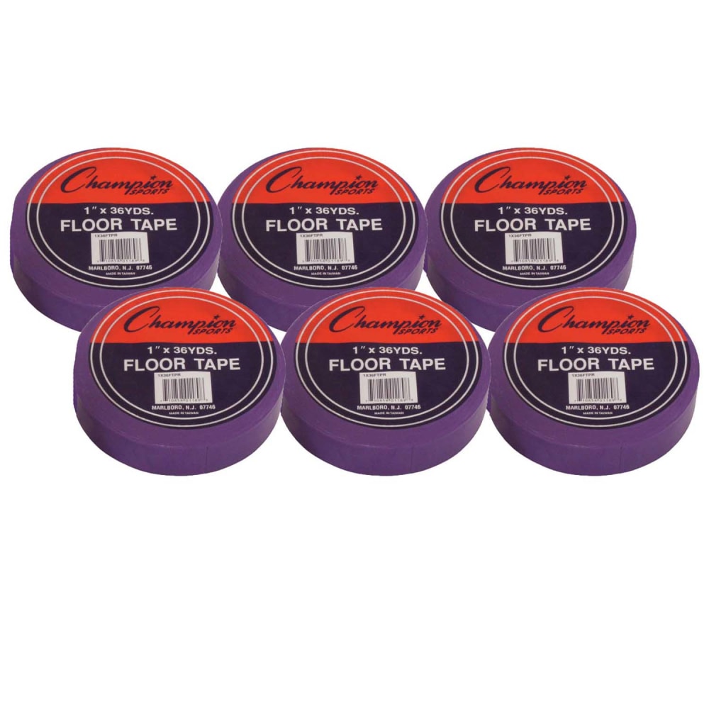 Champion Sports Floor Marking Tape, 1in x 36 yd., Purple, Pack Of 6 Rolls MPN:CHS1X36FTPR-6