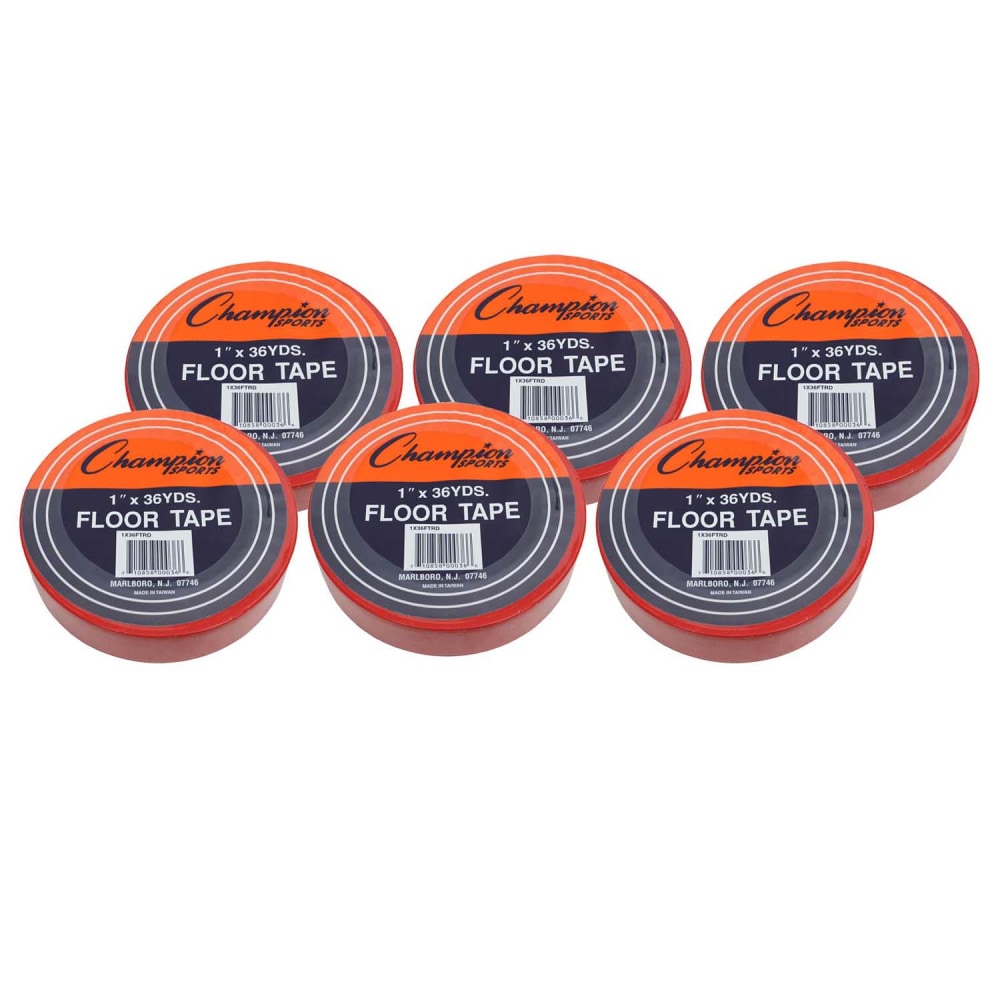 Champion Sports Floor Marking Tape, 1in x 36 yd., Red, Pack Of 6 Rolls MPN:CHS1X36FTRD-6