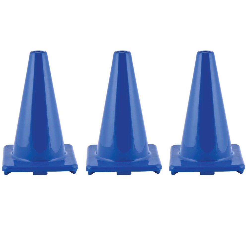 Champion Sports Hi-Visibility Flexible Vinyl Cones, 12in x 8in, Royal Blue, Pack Of 3 Cones MPN:CHSC12BL-3