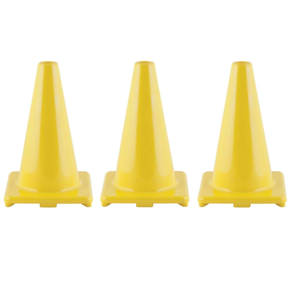 Champion Sports Hi-Visibility Flexible Vinyl Cones, 8in x 12in, Yellow, Pack Of 3 Cones MPN:CHSC12YL-3
