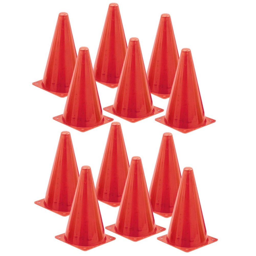 Champion Sports High-Visibility Safety Cones, 9in, Bright Orange, Pack Of 12 Cones MPN:CHSTC9-12
