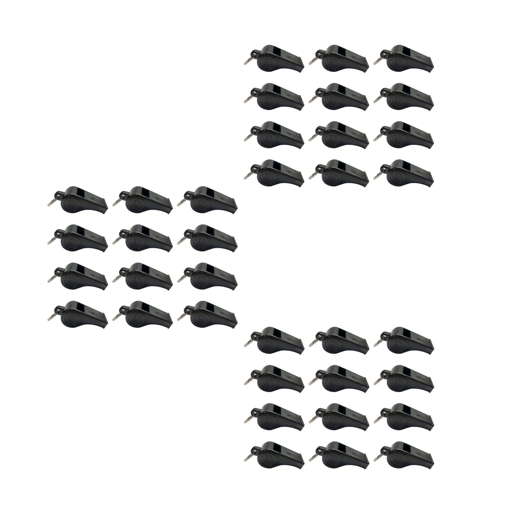 Champion Sports Plastic Whistles, 3/4inH x 2inW x 5/8inD, Black, 12 Whistles Per Pack, Set Of 3 Packs MPN:CHS601-3