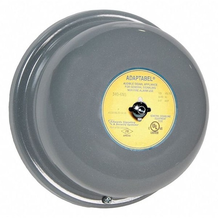 Vibrating Bell, Continuous, 24V AC, 92 dB, Steel, Surface Mount, 6 in Diameter, Indoor/Outdoor MPN:340-6G5