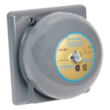 Vibrating Bell, Continuous, 24V DC, 90 dB, Steel, Surface Mount, 4 in Diameter, Indoor/Outdoor MPN:435-4G1