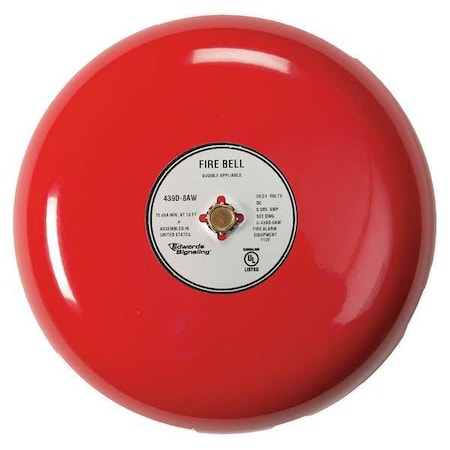 Fire Bell, Red, 10 In., 20 to 24V MPN:439D-10AW-R