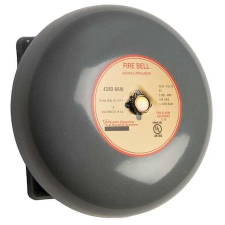 Fire Bell, Gray, 6 In., 20 to 24V MPN:439D-6AW