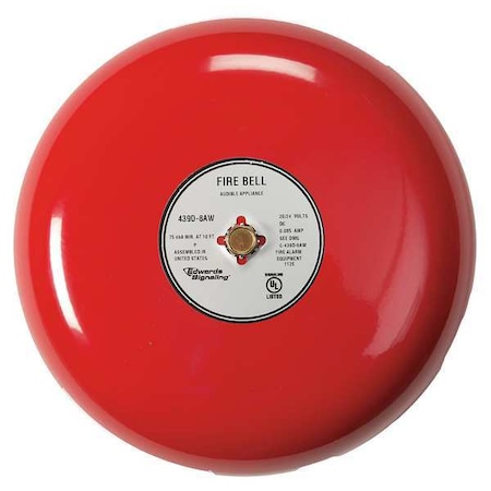 Fire Bell, Red, 8 In., 20 to 24V MPN:439D-8AW-R