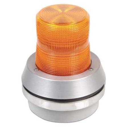 Flashing Light with Horn, Amber Lens, Silver Base, Incandescent, 120V AC, 65 FPM, 6 in Dia. MPN:51A-N5-40W