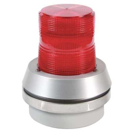 Flashing Light with Horn, Red Lens, Silver Base, Incandescent, 120V AC, 65 FPM, 6 in Dia. MPN:51R-N5-40W