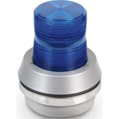 Horn Strobe, Horn, Pulse, 24V DC, 85 dB, Cast Aluminum, Blue Lens, Gray Housing, Surface Mount MPN:51XBRFB24D
