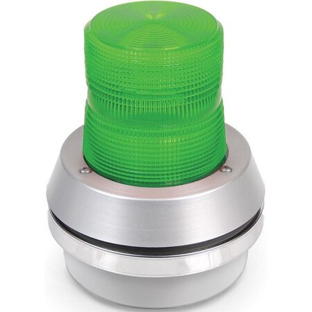 Horn Strobe, Horn, Pulse, 24V DC, 85 dB, Cast Aluminum, Green Lens, Gray Housing, Surface Mount MPN:51XBRFG24D