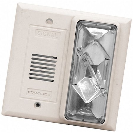 Buzzer/Strobe, Buzzer, Continuous, 120V AC, 79dB at 1 ft, Thermoplastic, Clear Lens, White Housing MPN:7007B-N5