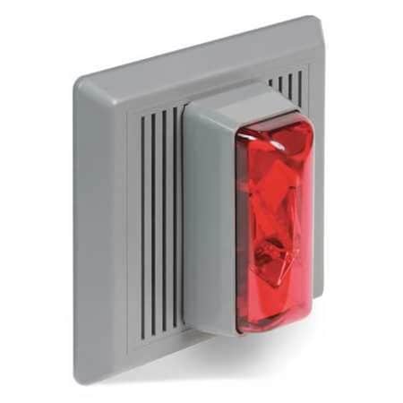 Horn Strobe, Horn, Continuous, 24 V AC, 24V DC, 90 dB, Thermoplastic, Gray Housing, Red Lens MPN:869STRR-AQ