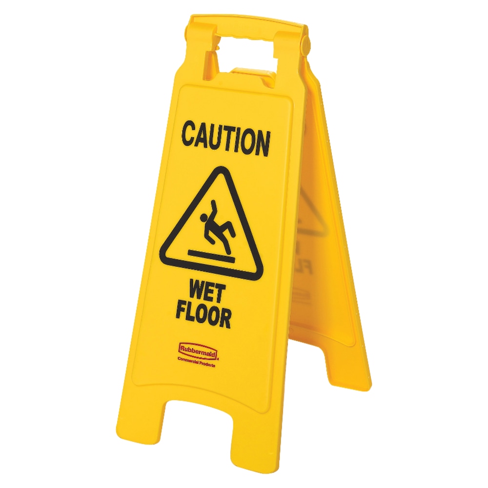 Rubbermaid Caution Wet Floor Safety Sign, 25in x 11in, Yellow MPN:FG611277 YEL