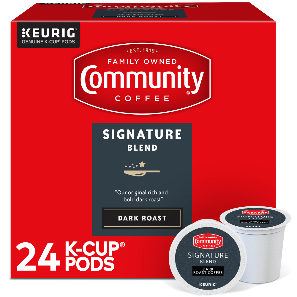 Community Coffee Keurig Single Serve K-Cup Pods, Signature Blend, Dark Roast, Box Of 24 Pods (Min Order Qty 4) MPN:5000374328EA