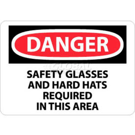 NMC D610RB OSHA Sign Danger Safety Glasses & Hard Hats Required In This Area 10