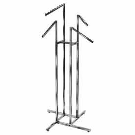 4-Way w/ Slant Arms (K15) Garment Rack - Square Tubing - Chrome K15