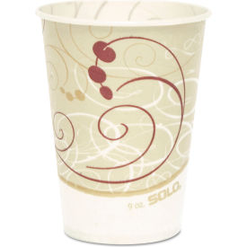 SOLO® Symphony Design Wax-Coated Paper Cold Cups 9 oz White/Beige 100/Sleeve 20 Sleeves/CT R9N-J8000