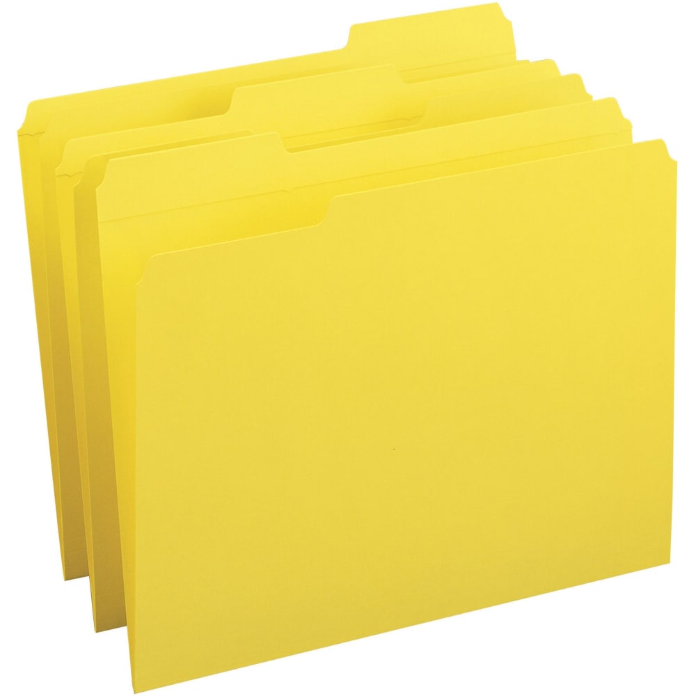 Business Source Reinforced Tab Colored File Folders - Yellow - 10% Recycled - 100 / Box MPN:03173