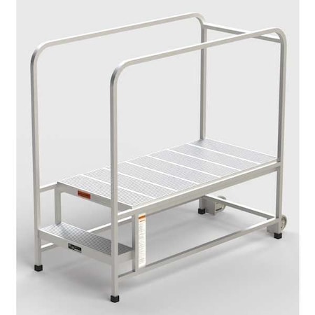 Aluminum Mobile Work Platform, 2 Steps, Handrails, 48