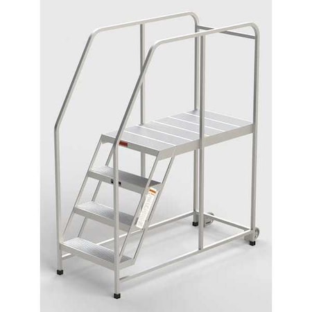 Aluminum Mobile Work Platform, 4 Steps, Handrails, 42