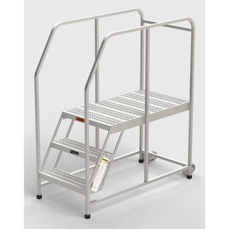 Aluminum Mobile Work Platform, 3 Steps, Handrails, 42