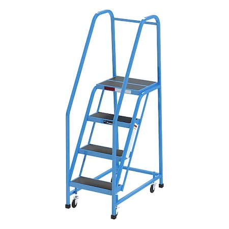 5.3 ft H Steel Rolling Ladder, 4 Steps, 450 lb Load Capacity MPN:CA-F007-B
