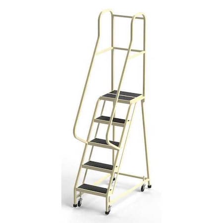 6.7 ft H Steel Rolling Ladder, 5 Steps, 450 lb Load Capacity MPN:CA-F008