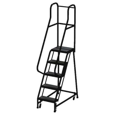 6.7 ft H Steel Rolling Ladder, 5 Steps, 450 lb Load Capacity MPN:CA-F008-BL