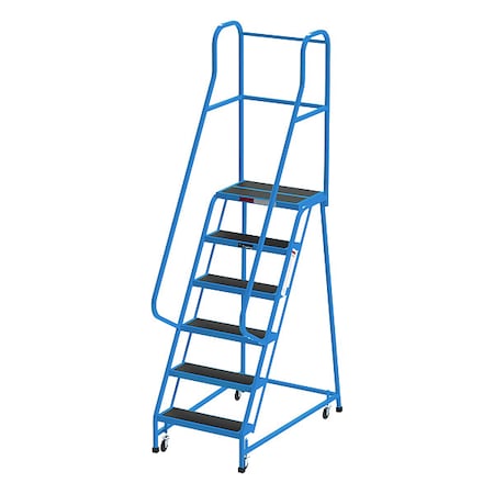 7.5 ft H Steel Rolling Ladder, 6 Steps, 450 lb Load Capacity MPN:CA-F009-B