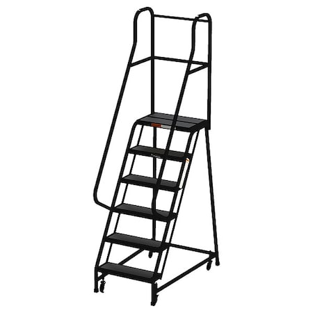 7.5 ft H Steel Rolling Ladder, 6 Steps, 450 lb Load Capacity MPN:CA-F009-BL