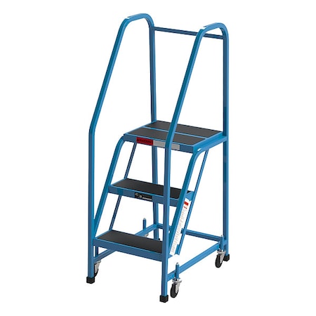 54 in H Steel Rolling Ladder, 3 Steps, 450 lb Load Capacity MPN:F005-B