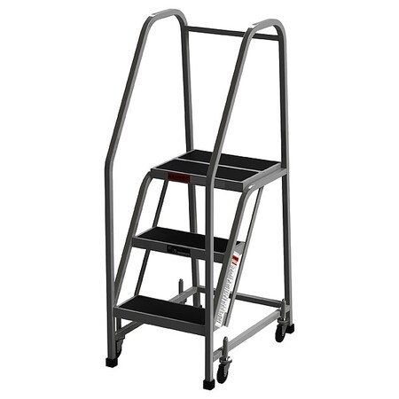 54 in H Steel Rolling Ladder, 3 Steps, 450 lb Load Capacity MPN:F005-G
