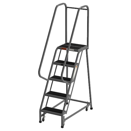 6.7 ft H Steel Rolling Ladder, 5 Steps, 450 lb Load Capacity MPN:F008-G