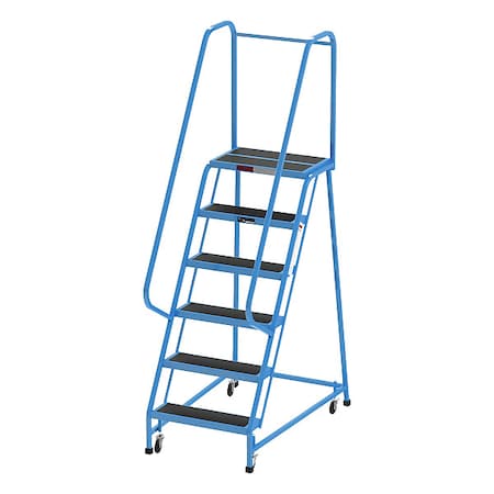 90 in H Steel Rolling Ladder, 6 Steps, 450 lb Load Capacity MPN:F009-B