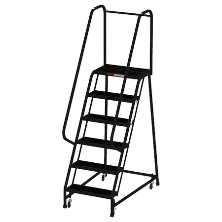 90 in H Steel Rolling Ladder, 6 Steps, 450 lb Load Capacity MPN:F009-BL
