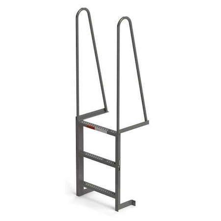 Fixed Dock Ladder, Walk Through, 3 Steps, Top Step Height 2'6