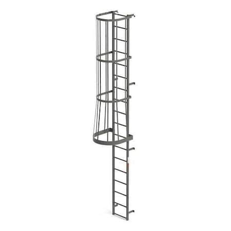 Fixed Cage Ladder, 18 Steps, 18 ft. Top Rung Height, 24