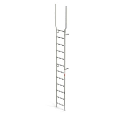 Vertical Ladder, 12 Rungs, Handrail Extensions, 15'3