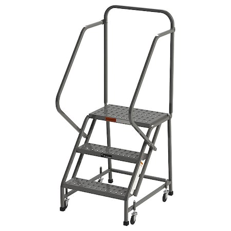 66 in H Steel Rolling Ladder, 3 Steps, 450 lb Load Capacity MPN:Z022
