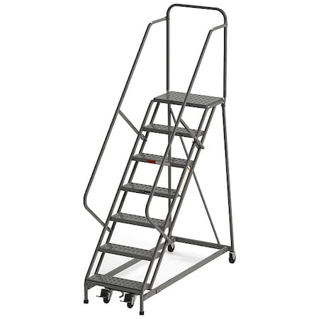 106 in H Steel Rolling Ladder, 7 Steps, 450 lb Load Capacity MPN:Z036