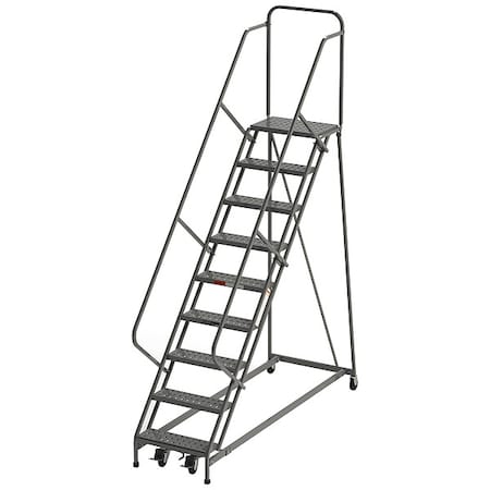 126 in H Steel Rolling Ladder, 9 Steps, 450 lb Load Capacity MPN:Z059