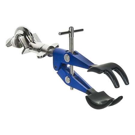 Pronged Lab Clamp w/Boss Head, 4-Finger: Vinyl Coated, 4.1