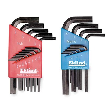 22 Piece Metric/SAE L-Shape Hex Key Set, 11122 MPN:11122