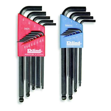 Combination Ball-Hex-L Key Set, Sizes 0.050 to 3/8 and Size 1.5 mm to 10 mm (22-Piece) MPN:13222