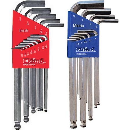 22-Piece Hex Key Set, Metric/SAE L-Shape, Bright Plated, Plastic Holder MPN:13322