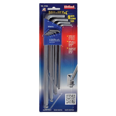 9 Piece Metric L-Shape Hex Key Set, 17709 MPN:17709