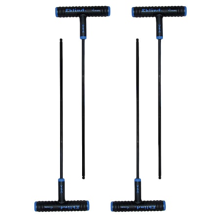 Metric Plain Ball Hex Key Hex Key, 4 mm Tip Size, 9 in Long, 3 in Short, 4 PK MPN:64840
