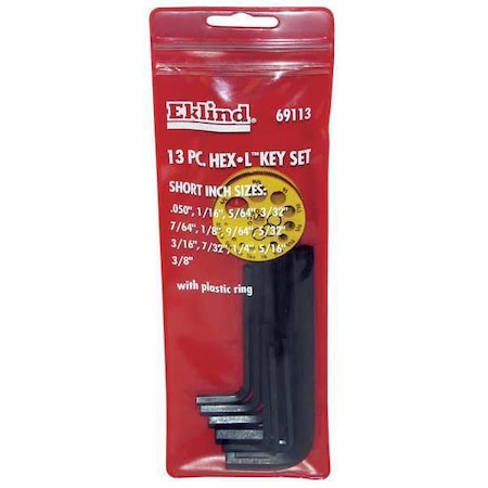 13 Piece SAE L-Shaped Hex Key Set, 69113 MPN:69113