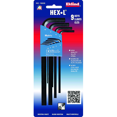 9PC. Metric L-Wrench Hexkey Set Long Arm MPN:10609